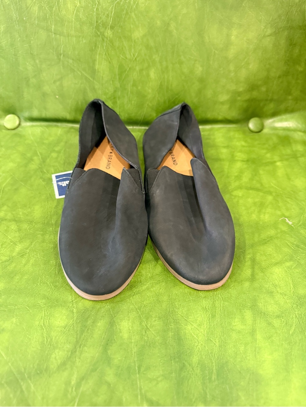 Black Leather Slip-On Flats